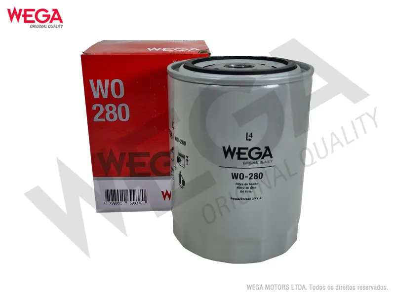 WO-280 – Filtro de aceite Wega blindado para Ford Cargo / Chevrolet D20 / Audi A4 / Perkins 4.203 / Maxion S4