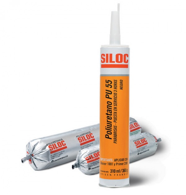 Siloc PU 55 Negro para parabrisas 310ml cart C24